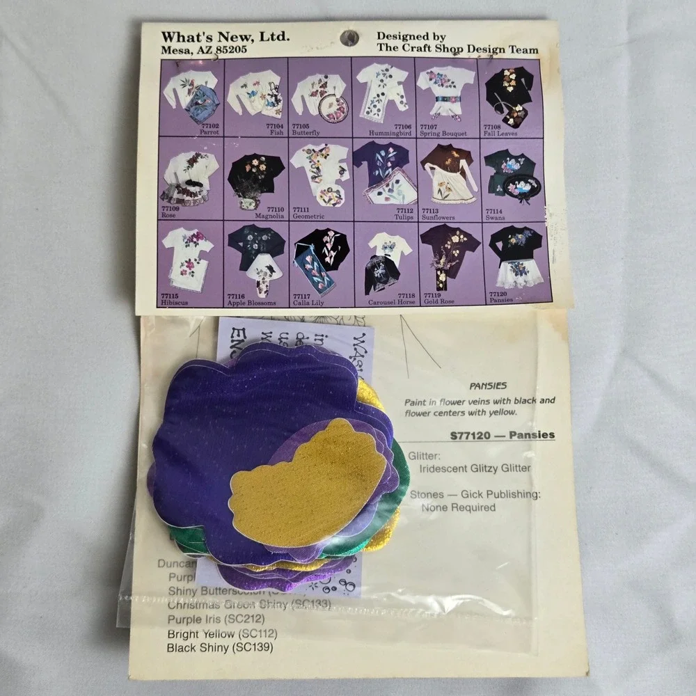 Lot of 4 What's New Ltd Glitzy Shirts Iron On Applique Kits New Sealed Vintage